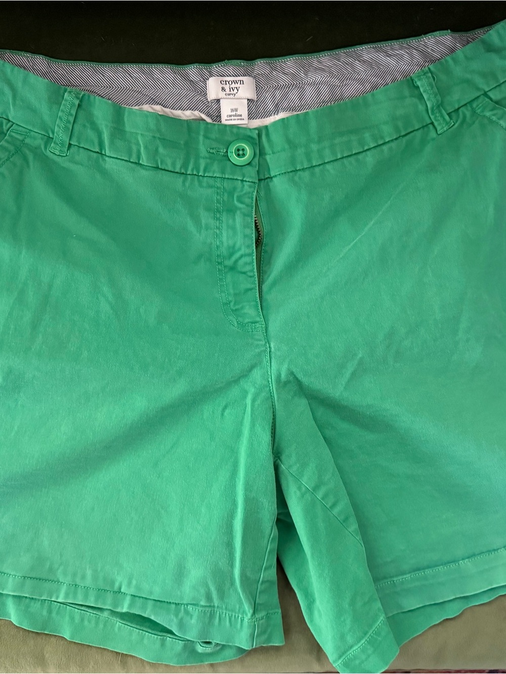 crown & ivy Green Chino Shorts